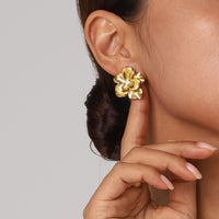 Bloom Gold Plated Earrings connects with flower design