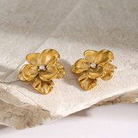 Bloom Gold Plated Earrings connects with flower design