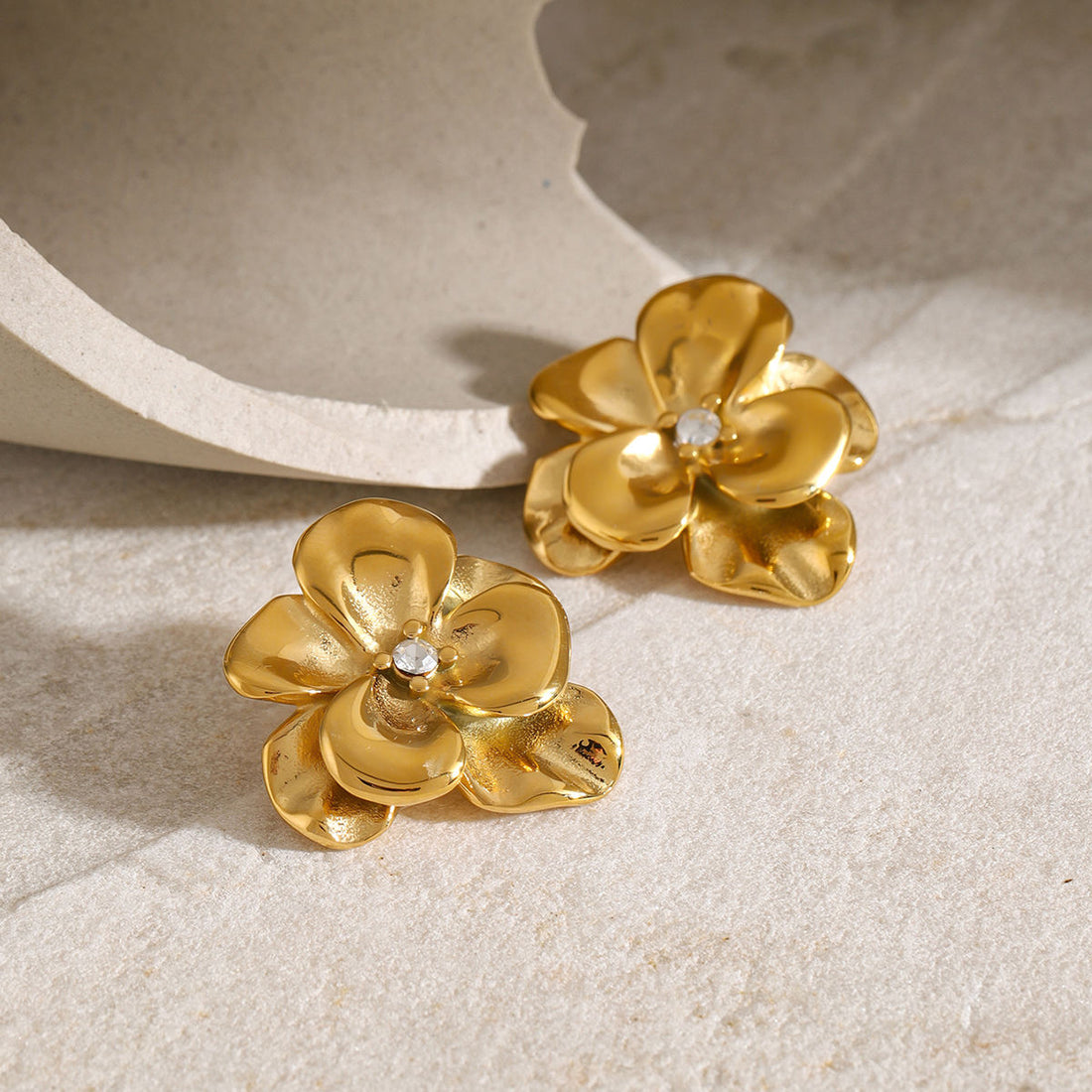Bloom Gold Plated Earrings connects with flower design