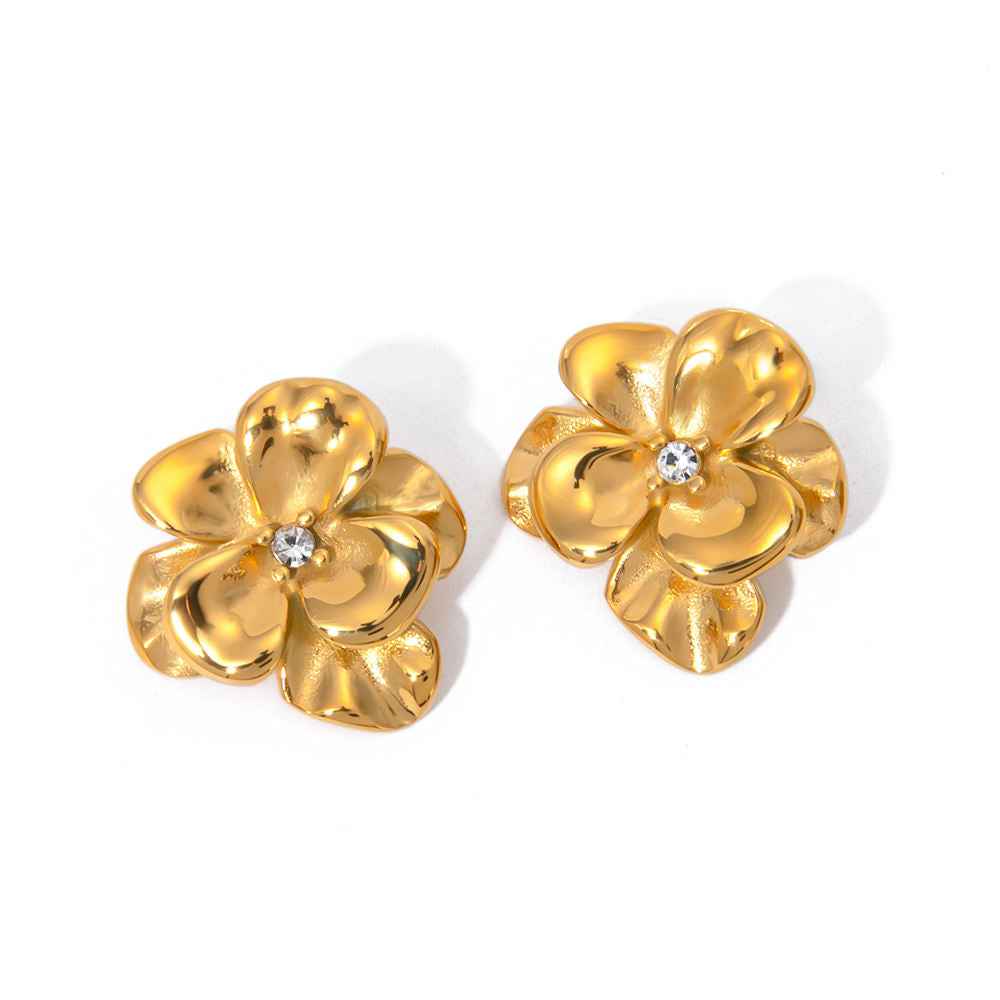 Bloom Gold Plated Earrings connects with flower design