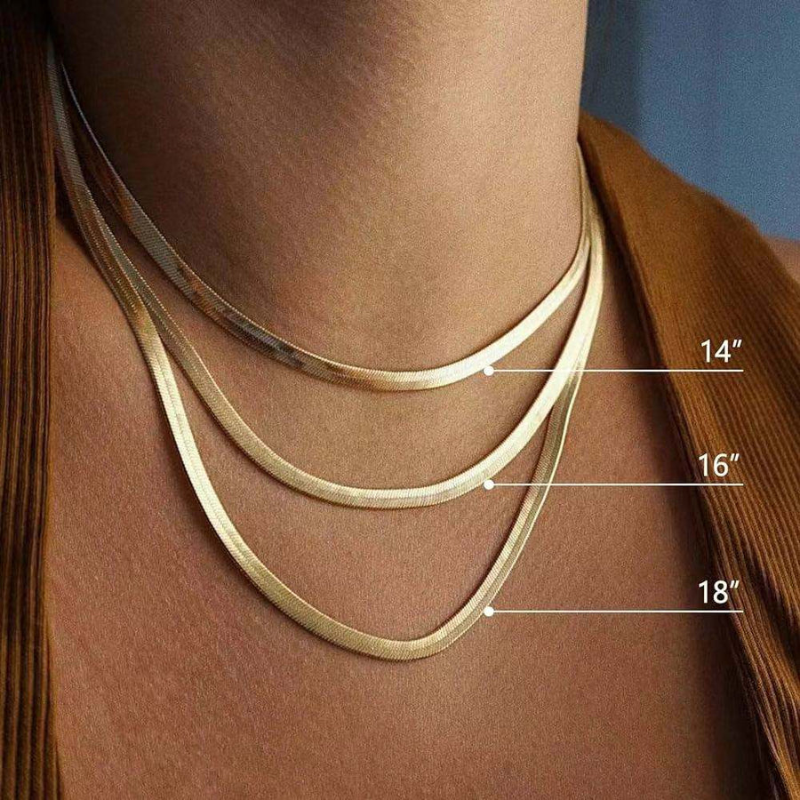 Exquisite Herringbone Gold Necklace