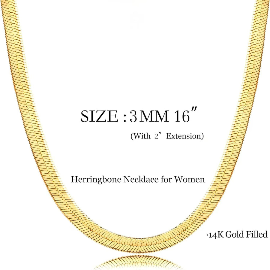 Exquisite Herringbone Gold Necklace