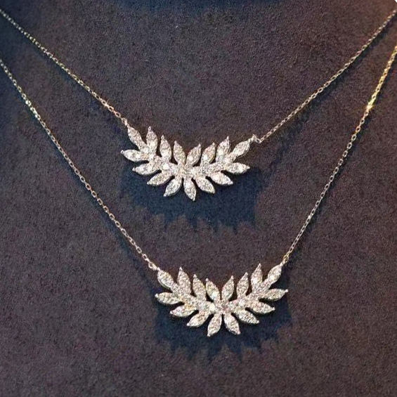 Dewleaf Zircon Pendant Necklace