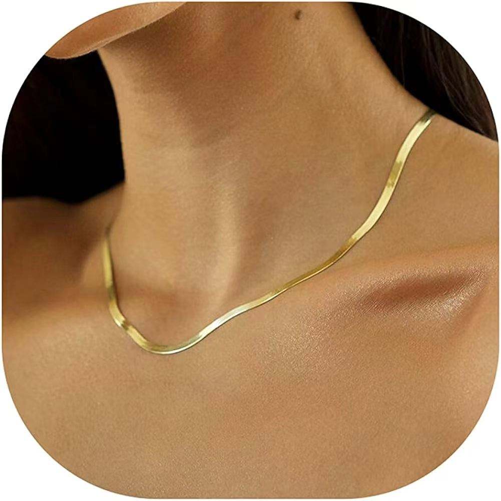 Exquisite Herringbone Gold Necklace