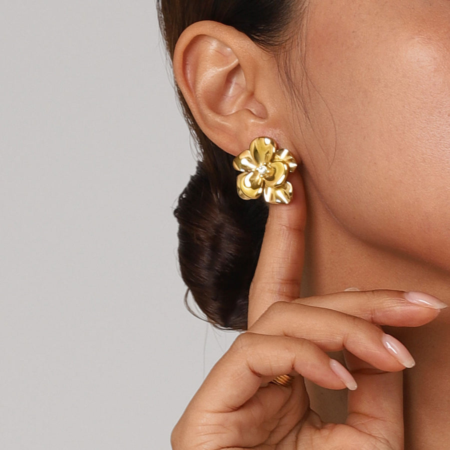 Bloom Gold Plated Earrings connects with flower design