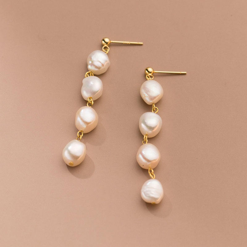 Celestia Baroque Pearl Tassel Earrings