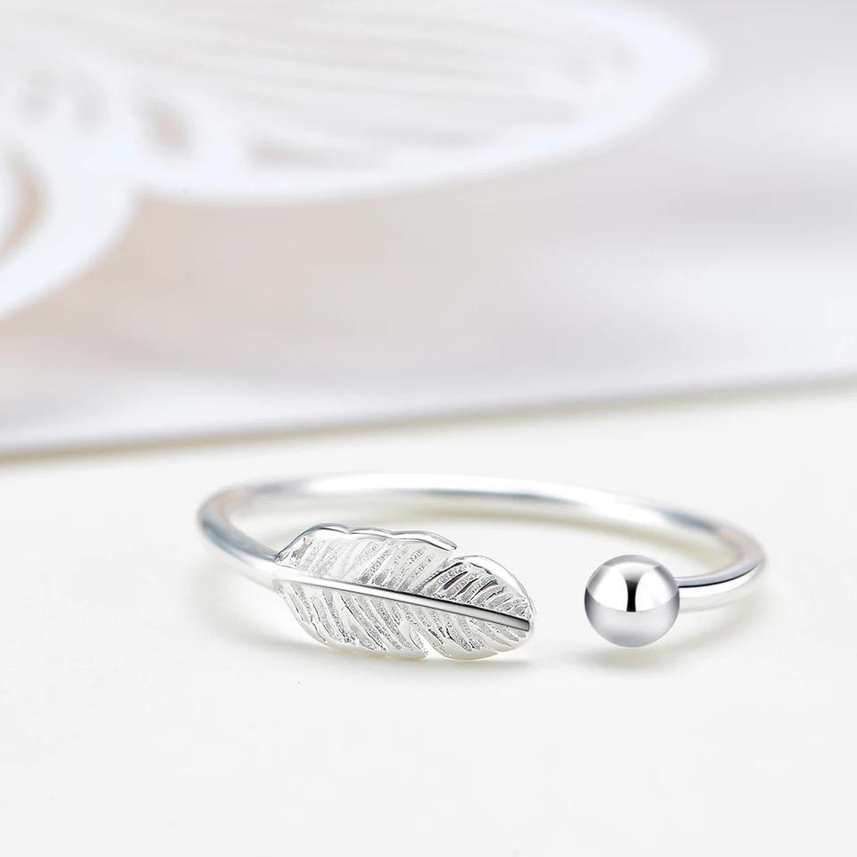 Silver Whisper Feather Ring