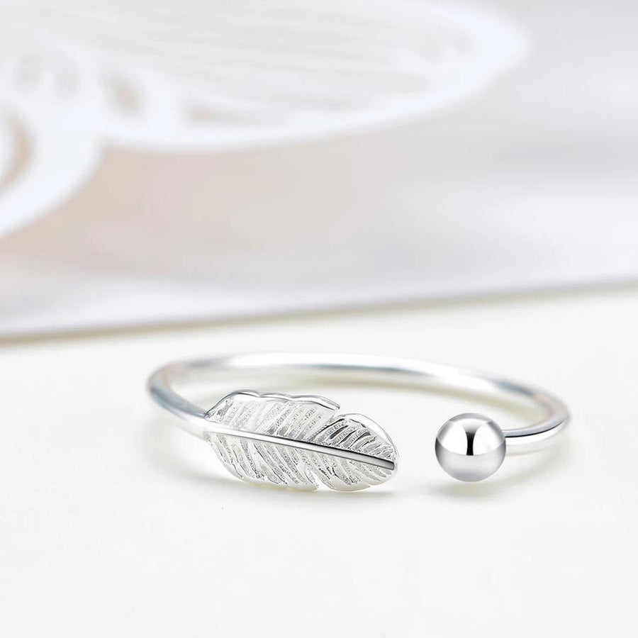 Silver Whisper Feather Ring
