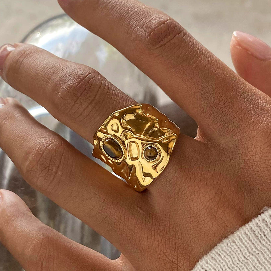 Ethereal Tiger Eye Gold Plated Ring