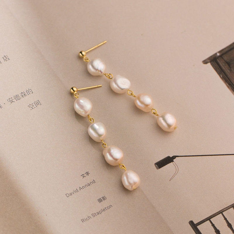 Celestia Baroque Pearl Tassel Earrings