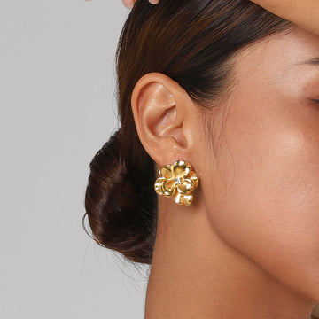 Bloom Gold Plated Earrings connects with flower design