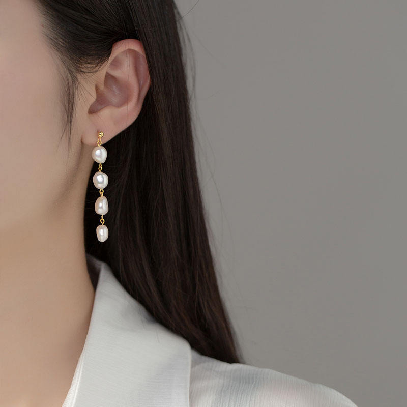 Celestia Baroque Pearl Tassel Earrings