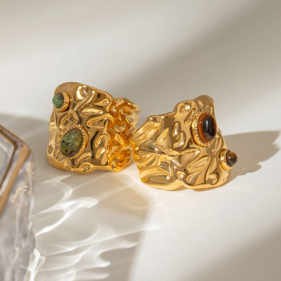 Ethereal Tiger Eye Gold Plated Ring