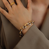 Two-Tone Embossed Link Chain Bracelet